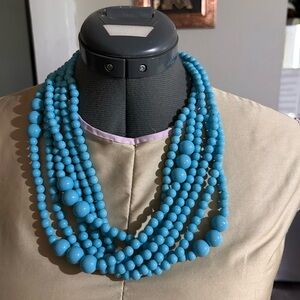 BaubleBar Blue Multi-Strand Necklace Statement Jewelry chunky